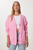 Pembe Cepli Uzun Triko Hırka UB00421