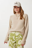Bej Basic Crop Triko Kazak Kİ00149