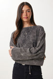 Antrasit Yıkamalı Crop Triko Kazak NS00459