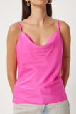 Pembe Saten Yüzeyli Degaje Yaka Dokuma Bluz  FN03354