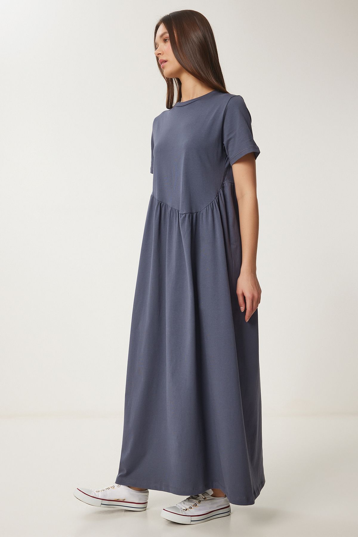 Gri Oversize Yazlık Örme Elbise DZ00122