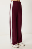 Bordo Kontrast Renkli Fitilli Örme Takım ZV00328