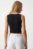 Siyah Halter Yaka Crop Örme Bluz DZ00030