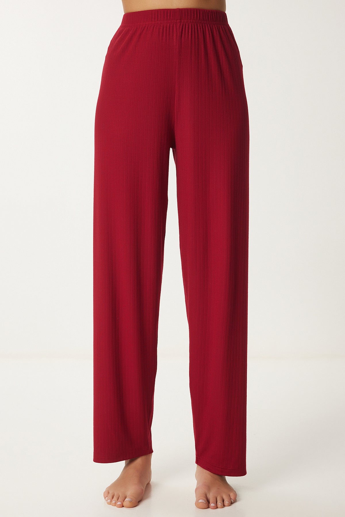 Bordo Gömlek Alt Örme Pijama Takımı PQ00001