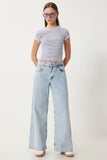 Buz Mavi Orta Bel Wide Leg Jeans RI00005