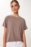 Vizon Kahverengi 2’Li Paket Basic Modal Örme T-Shirt FN03468