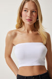 Beyaz Straplez Fitilli Örme Büstiyer UB00231