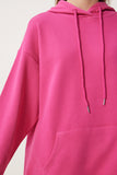 Koyu Pembe Kapüşonlu Sweatshirt Jogger Oversize Örme Eşofman Takımı PYS0027