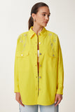 Sarı Taşlı Oversize Gabardin Gömlek Ceket SA00040