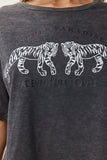 Antrasit Baskılı Yıkamalı Crop Örme T-Shirt AN00221