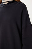 Siyah Kapüşonlu Örme Sweatshirt UB00456