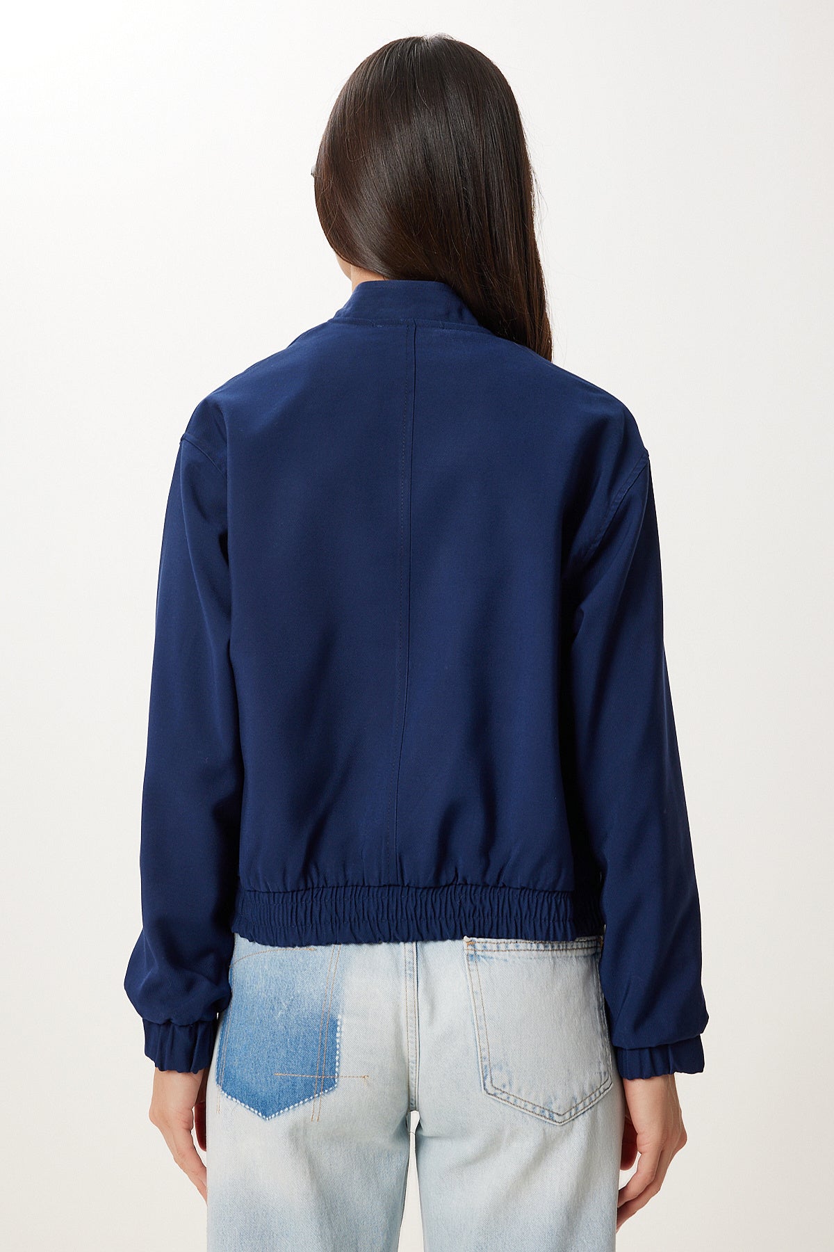Lacivert Kapaklı Cepli Gabardin Bomber Ceket MX00235