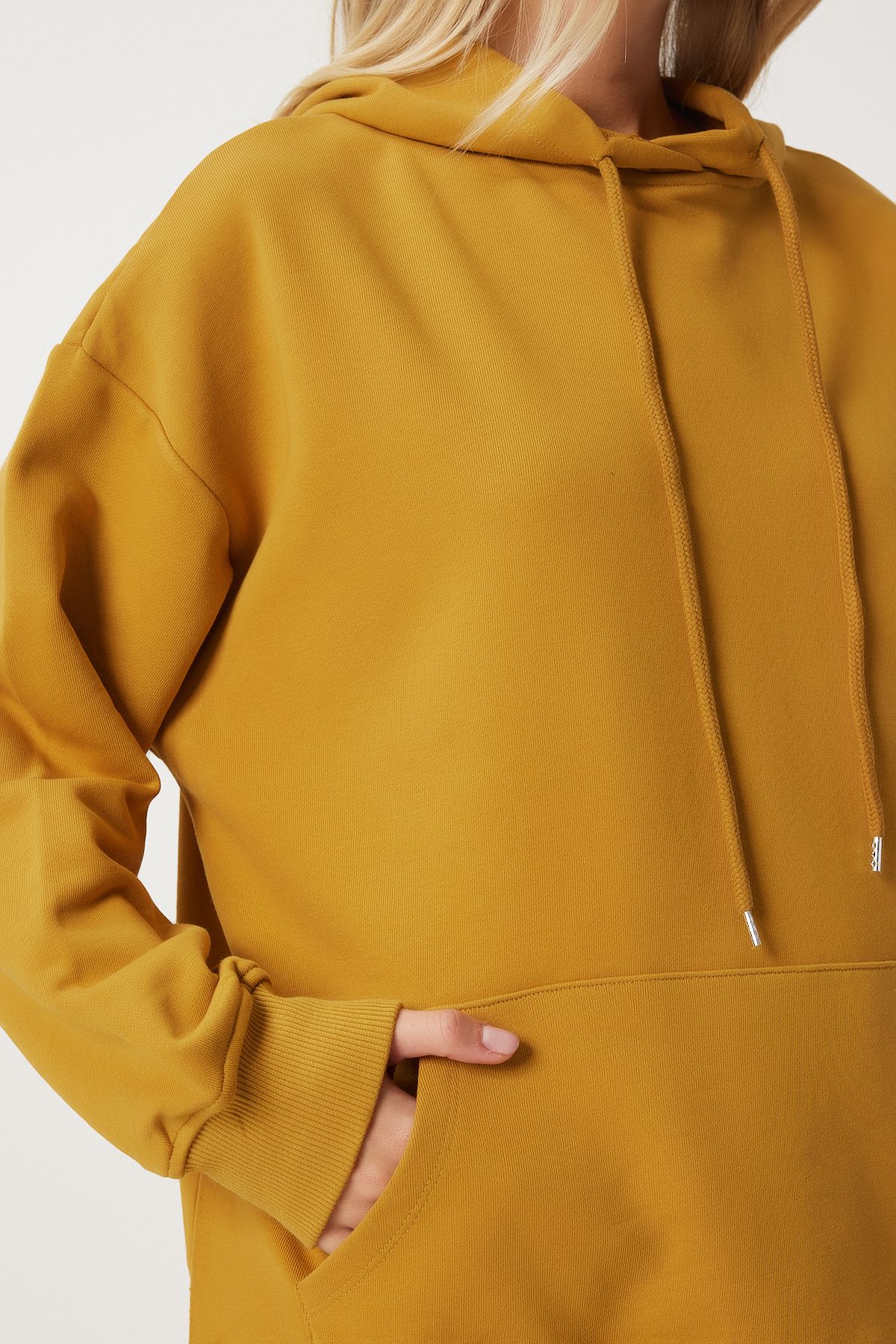 Hardal Kapüşonlu Sweatshirt Jogger Oversize Örme Eşofman Takımı PYS0027