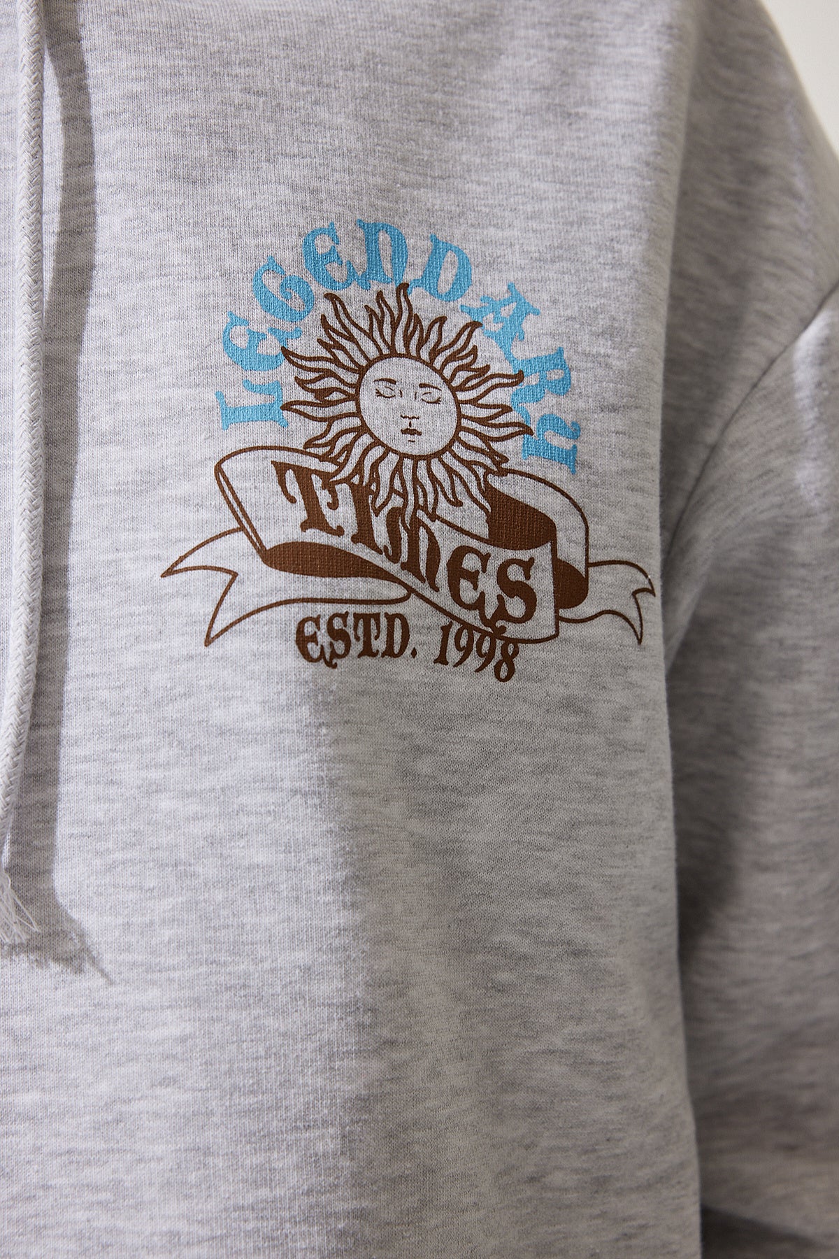Gri Kapüşonlu Şardonlu Örme Sweatshirt UB00251