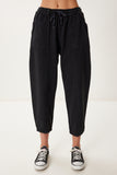 Siyah Capri Rahat Gabardin Pantolon GP00019