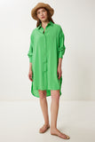 Yeşil Oversize Midi Ayrobin Gömlek Elbise WF00106