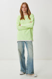 Sarı Krem Çizgili Oversize Triko Kazak Kİ00162