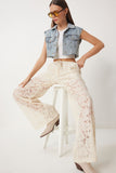 Krem Dantel Transparan Bol Pantolon UL00051