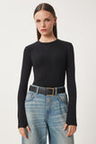 Siyah Bisiklet Yaka Basic Örme Bluz CR00439
