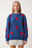 Lacivert Kalpli Dokulu Şardonlu Örme Sweatshirt MP00030