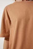 Bisküvi Bisiklet Yaka Basic Oversize Örme T-Shirt BF00091