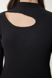Siyah Beyaz 2'Li Paket Cut Out Detaylı Fitilli Örme Bluz GT00235