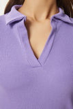 Lila Beyaz 2'li Polo Yaka Fitilli Örme Bluz GT00232