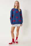 Lacivert Kalpli Dokulu Şardonlu Örme Sweatshirt MP00030