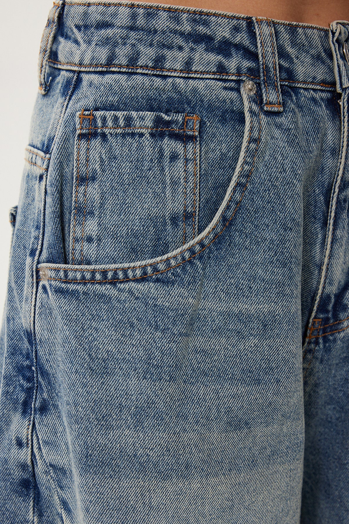 Orta Mavi Yıkamalı Baggy Denim Jean RG00080