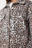 Siyah Kahverengi Leopar Desenli Gabardin Ceket GP00025