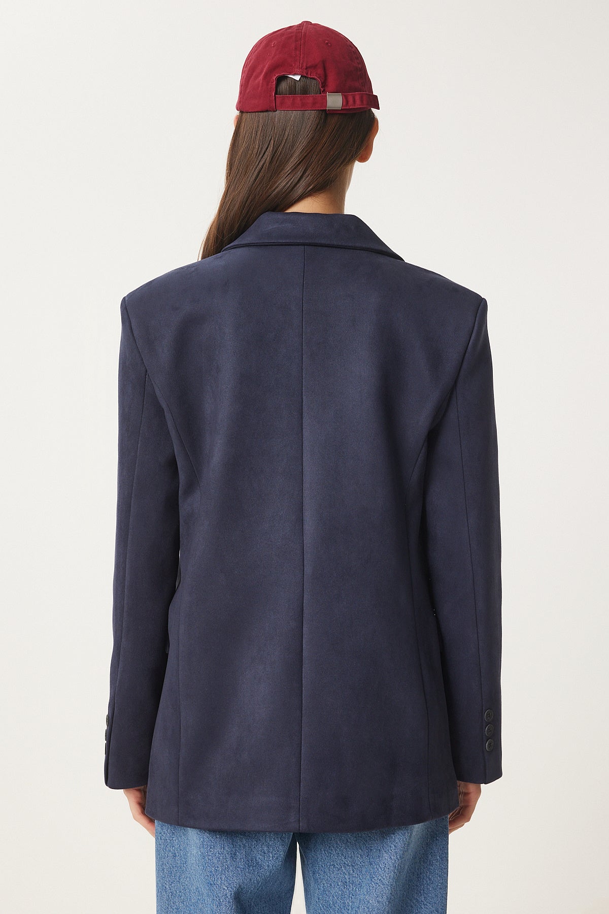Koyu Lacivert Premium Süet Blazer Ceket FN03443