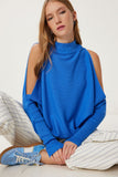 İndigo Mavi Cut Out Detaylı Oversize Triko Kazak AS00015