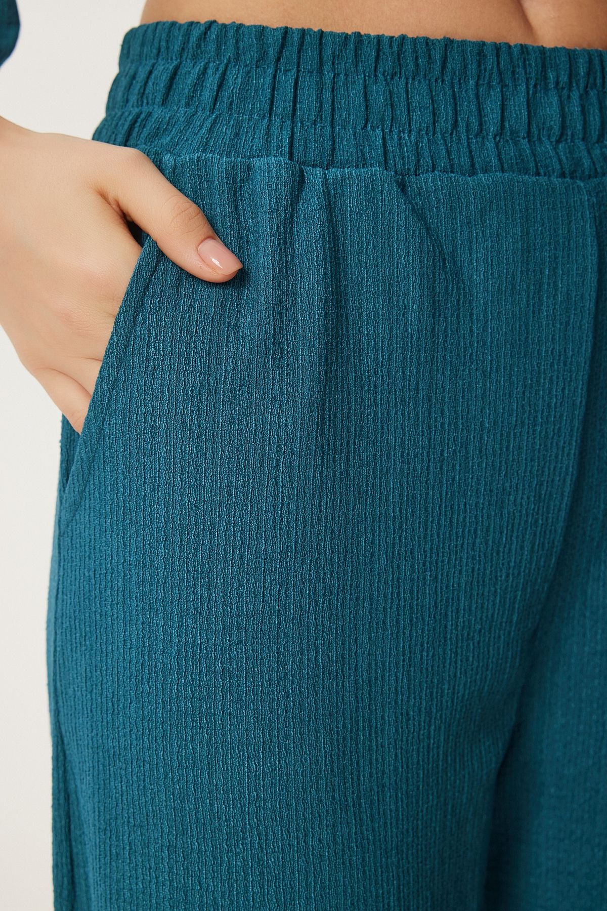 Zümrüt Yeşili Kimono Pantolon Örme Takımı BY00050