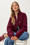 Bordo Kapaklı Cepli Fermuarlı Triko Hırka MX00246