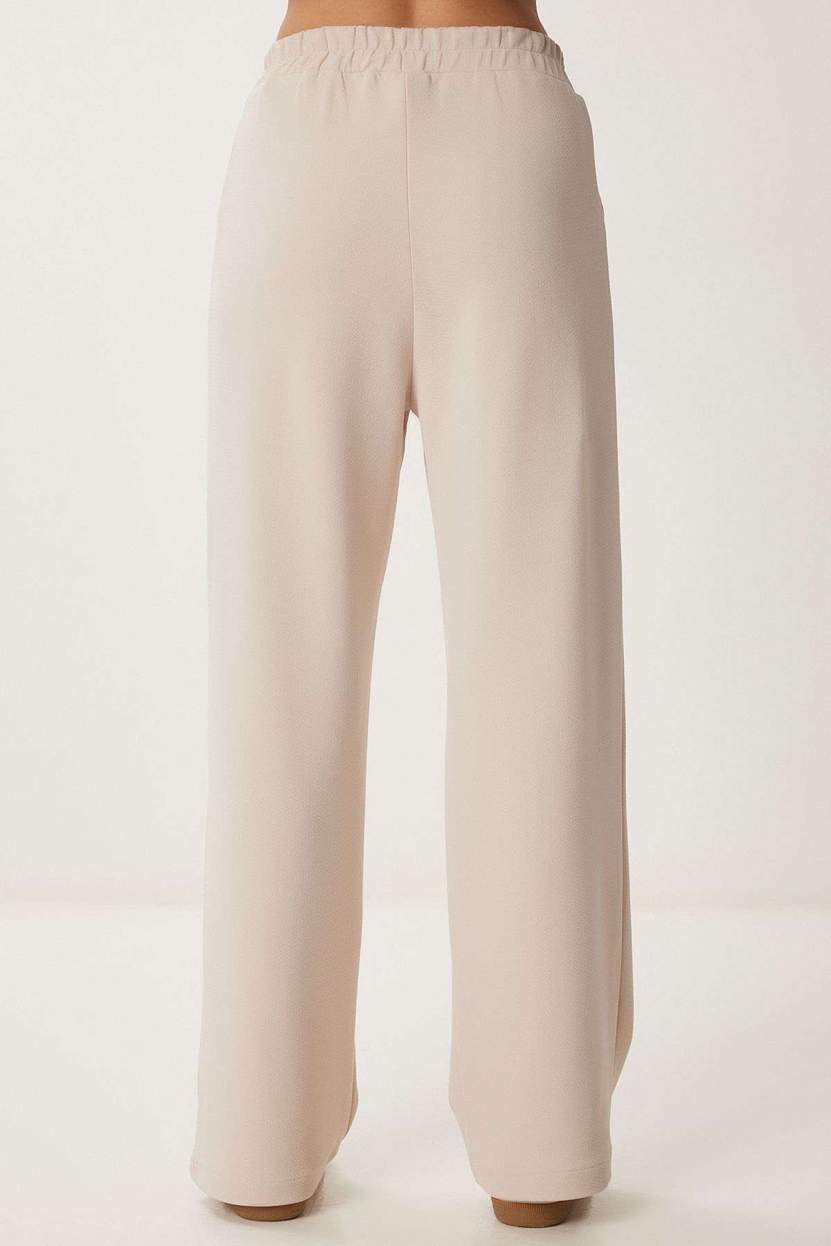 Krem Bol Paça Rahat Örme Pantolon RV00204
