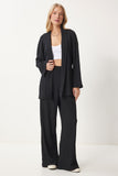 Siyah Dokulu Örme Kimono Pantolon Takım RG00046