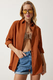 Tarçın Oversize Uzun Basic Gömlek  DD00842