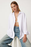 Beyaz Oversize Basic Gömlek  FN03247
