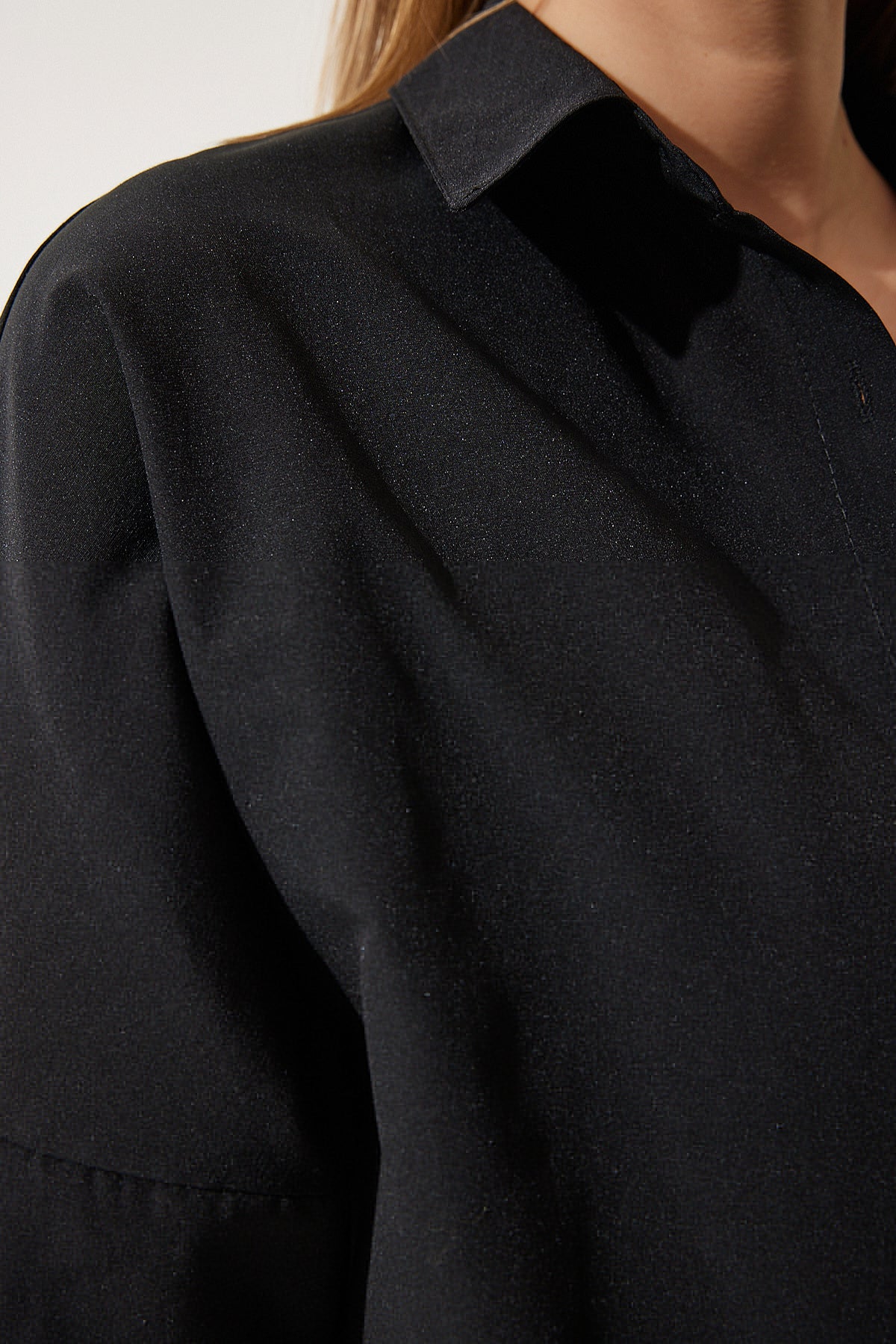 Siyah Oversize Uzun Basic Gömlek DD00842