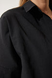Siyah Oversize Uzun Basic Gömlek DD00842