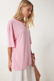 Pembe Oversize Basic Modal T-shirt UB00323