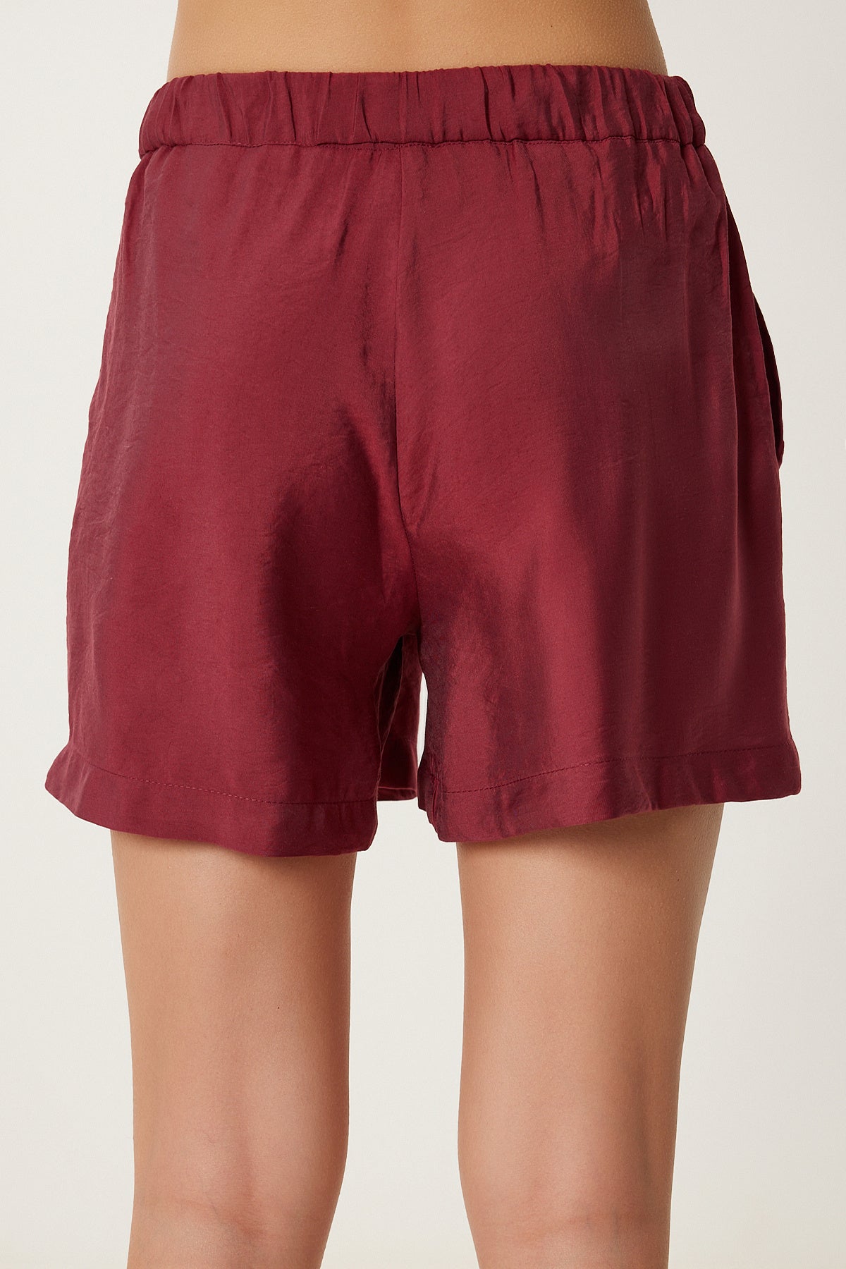 Bordo Cepli Dökümlü Şehir Boy Ayrobin Şort DP00255