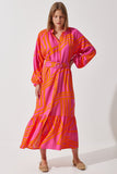 Oranj Kemerli Oversize Yazlık Viskon Elbise ZH00034