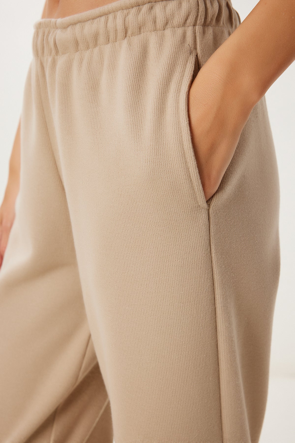 Bej Cepli Yumoş Örme Pantolon UB00450