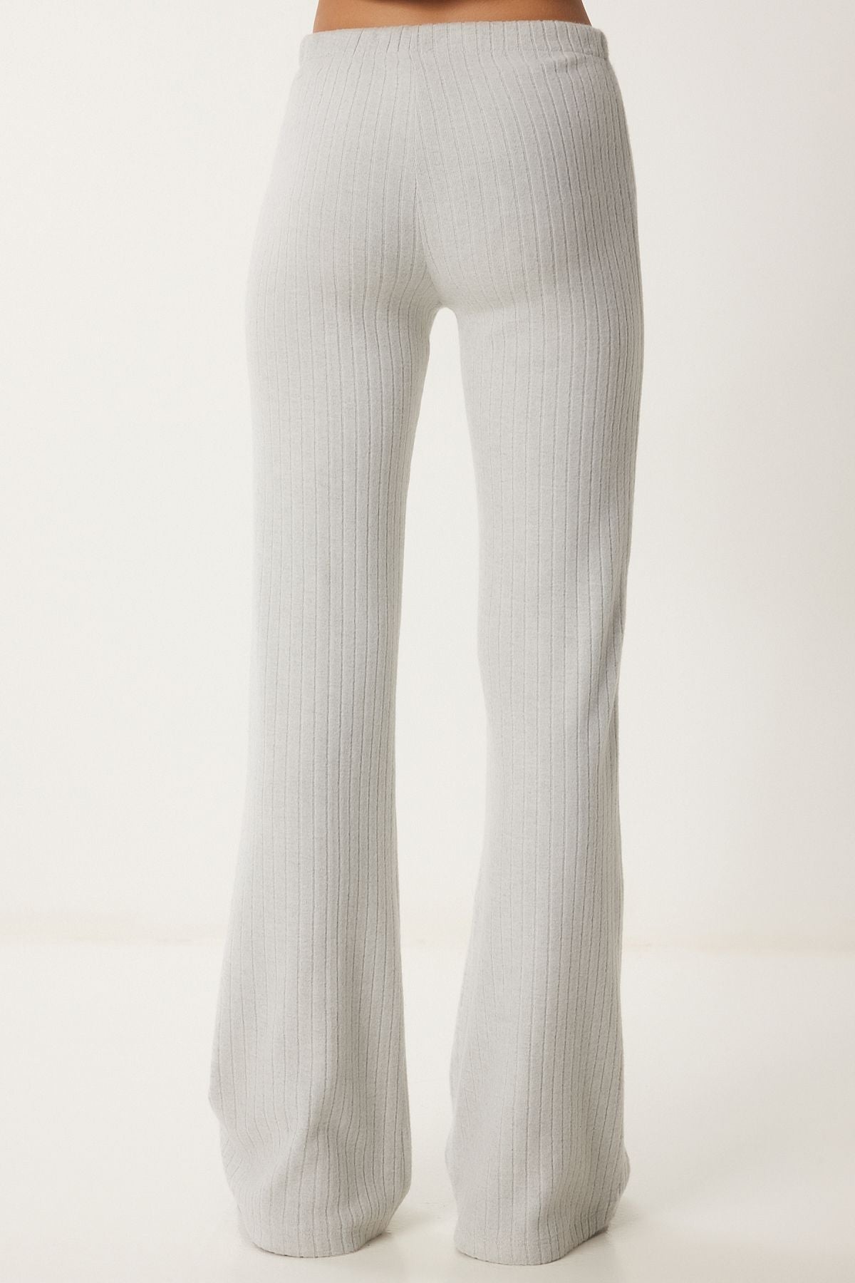 Gri Rahat Fitilli Örme Bluz Pantolon Takım RG00047
