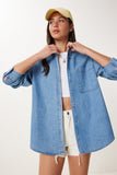 Açık Mavi Cep Detaylı Denim Gömlek MX00221