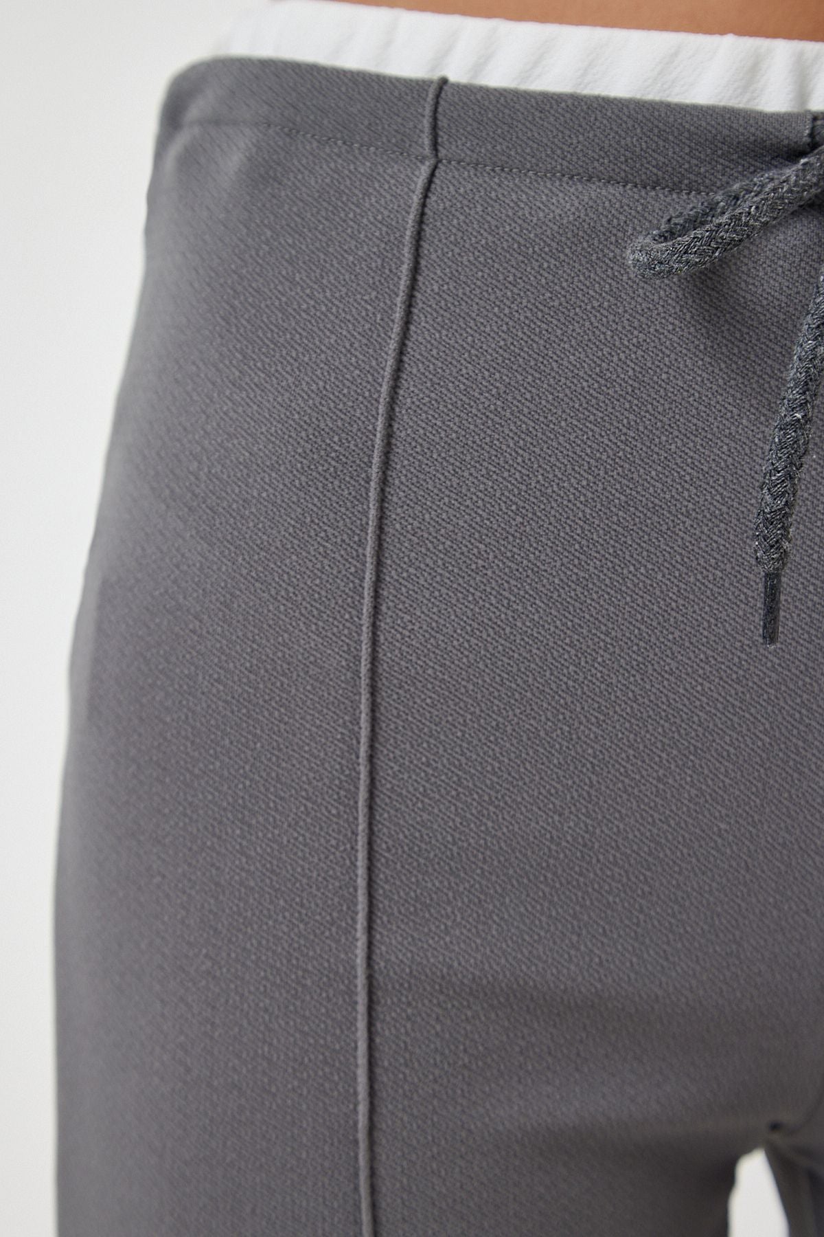 Füme Bağlama Detaylı Örme Pantolon RV00157