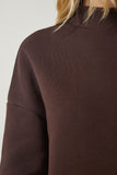Kahverengi Dik Yaka Basic Şardonlu Sweatshirt UB00166
