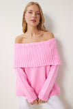 Pembe Madonna Yaka Triko Kazak MT00156