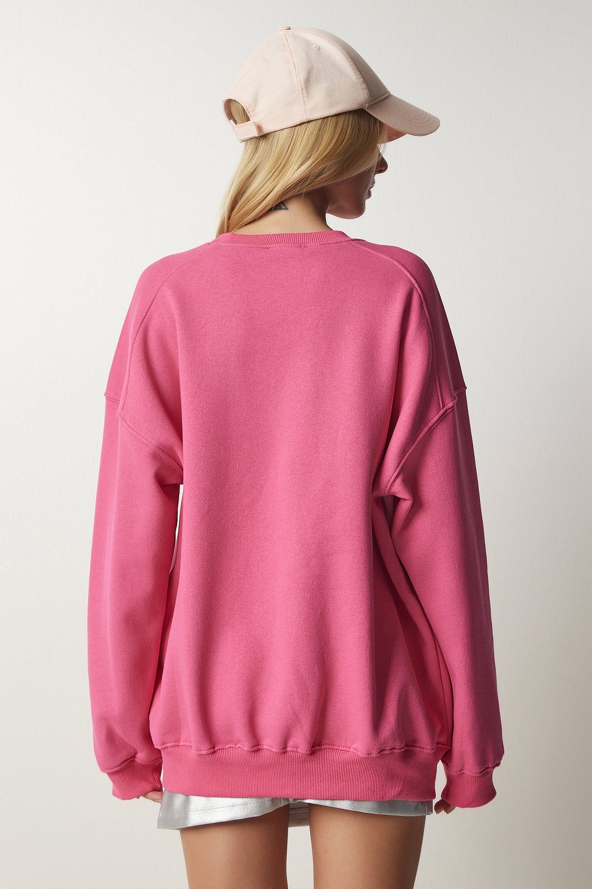 Pembe Şardonlu Oversize Sweatshirt MC00232